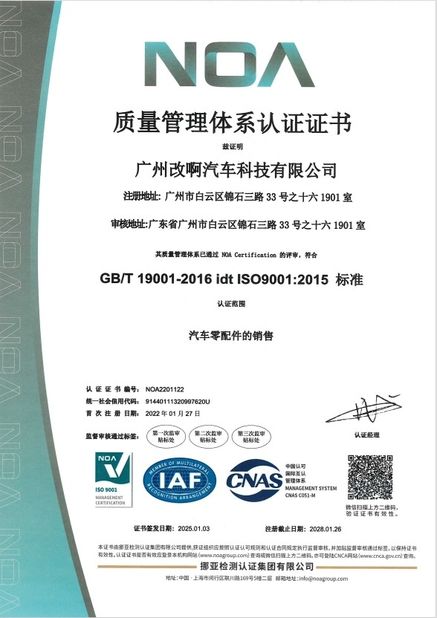 China GUANGZHOU MODIFY-AH AUTOMOBILE TECHNOLOGY CO., LTD zertifizierungen